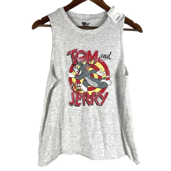 NEW Tom & Jerry Cartoon Retro Graphic Tank Top Shirt Womens Large Cotton Blend - Picture 2 of 4